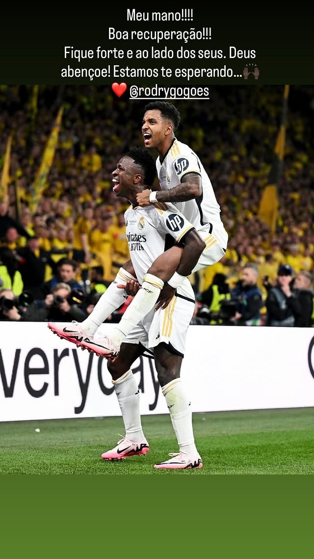 博鱼体育app下载-双料队友，维尼修斯祝福罗德里戈：我们都在等你归来